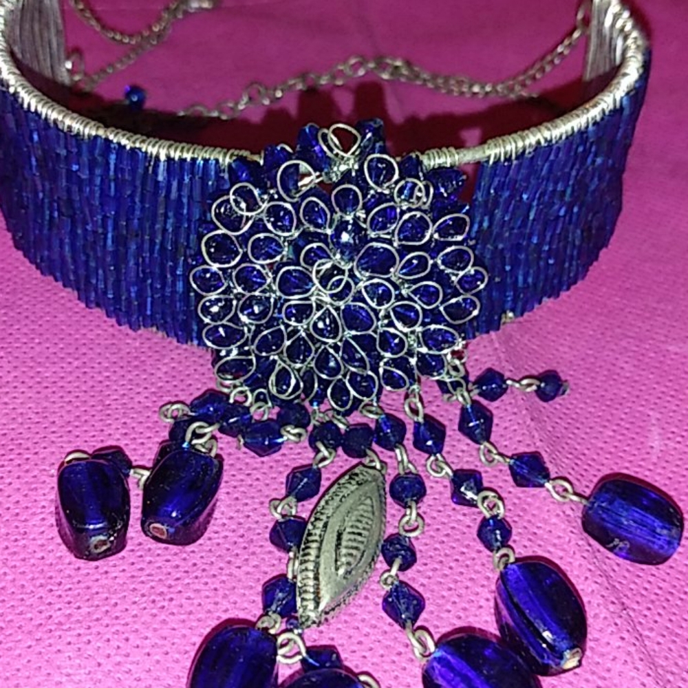 Boho Tribal choker . hand wired . hand beaded.
